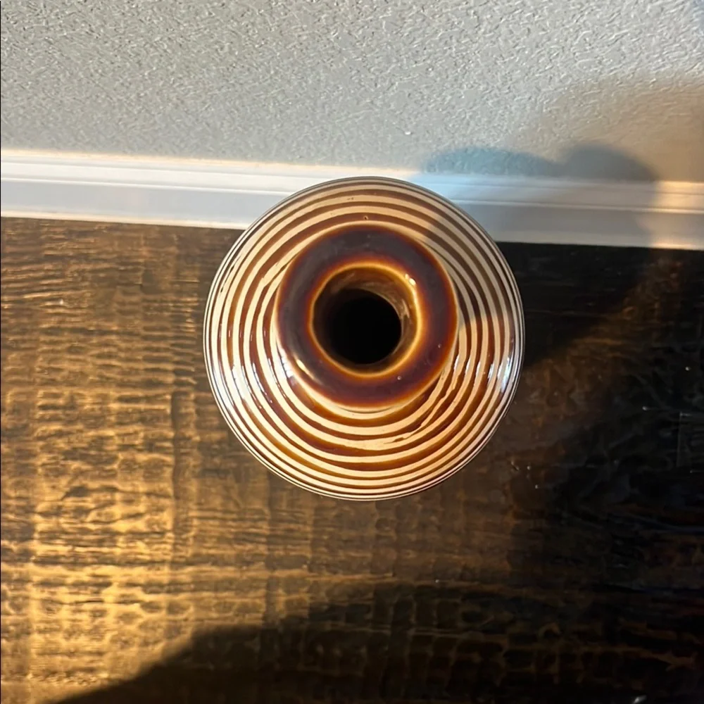 Z Gallerie Brown and White Striped Vase